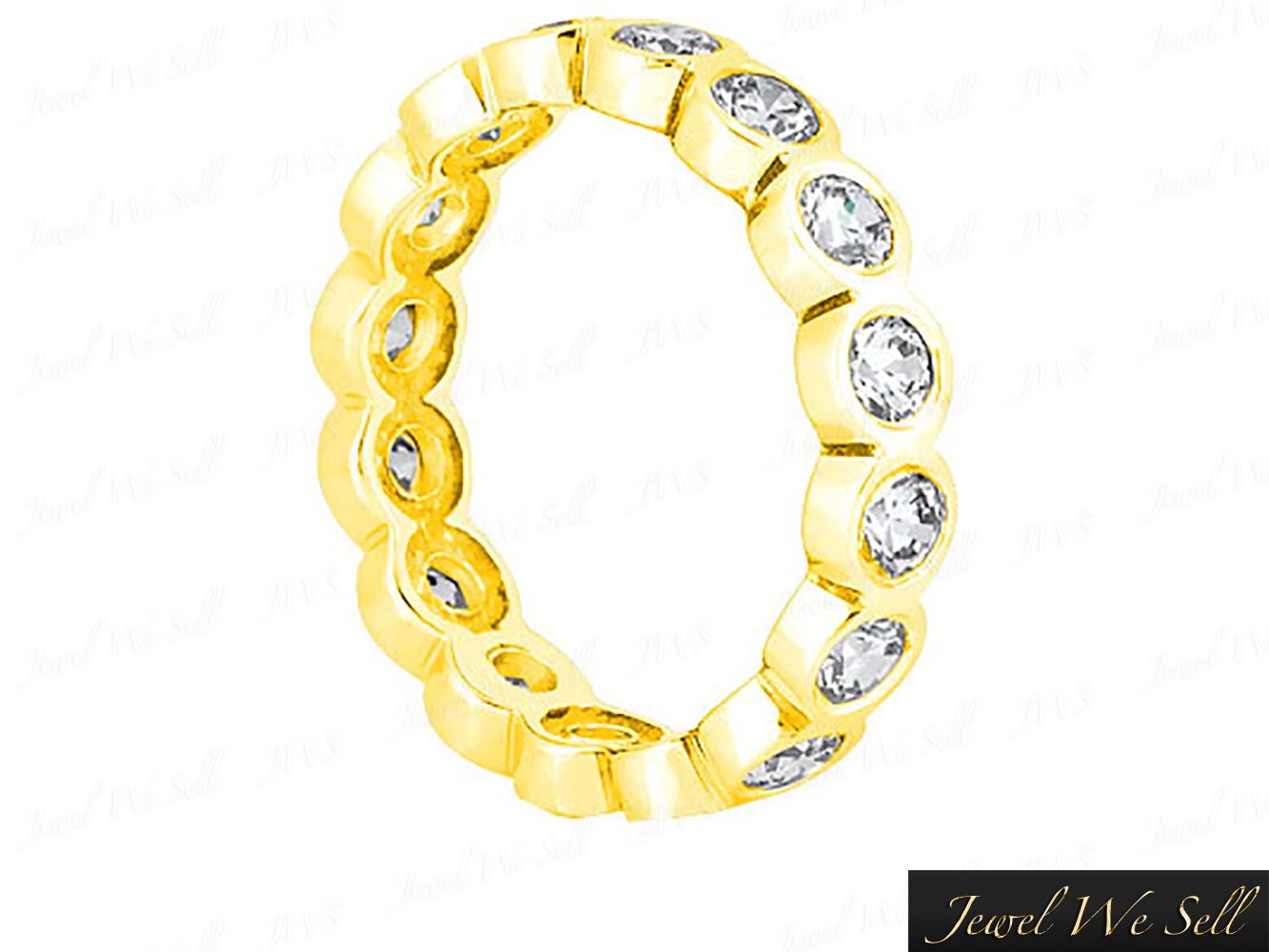 0.60Ct Round Diamond Eternity Wedding Band Ring 14k Yellow Gold I SI2 Bezel Set product image view 2