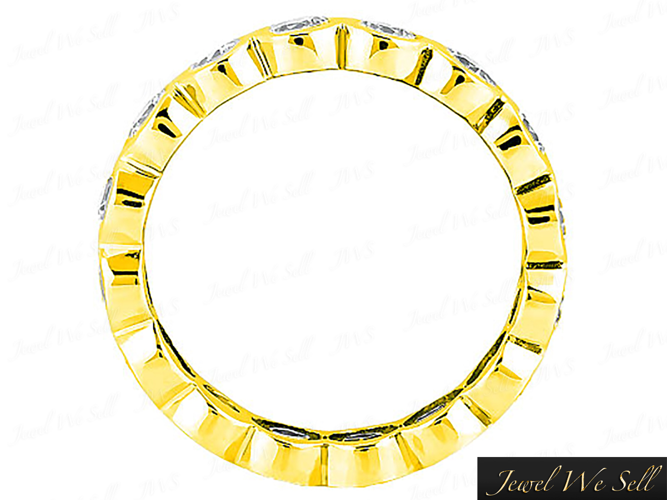 0.60Ct Round Diamond Eternity Wedding Band Ring 14k Yellow Gold I SI2 Bezel Set product image view 3