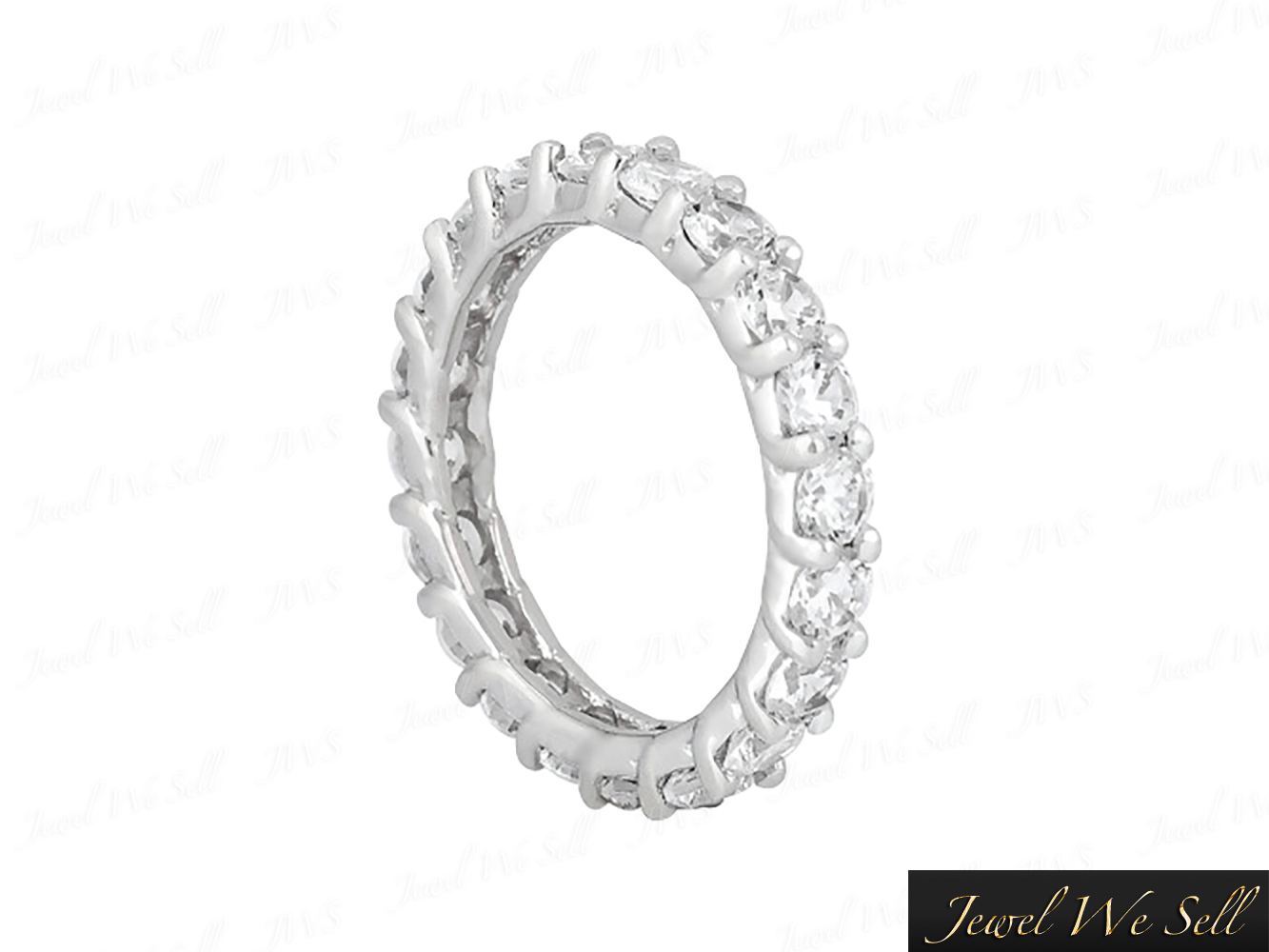 4.0CT Round Diamond Shared Prong Eternity Wedding Band Ring 14k White ...