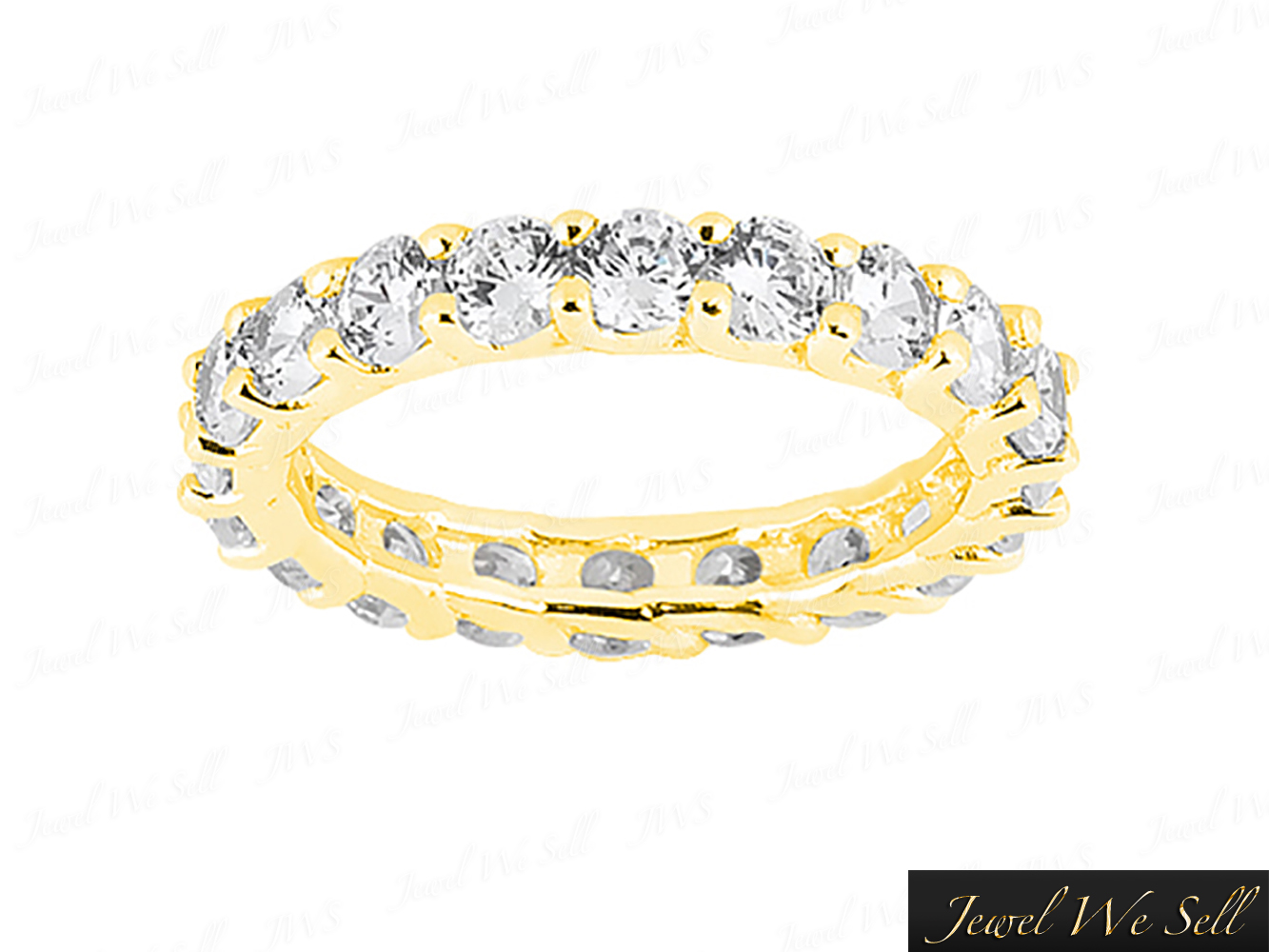 3Ct Round Diamond Shared Prong Eternity Wedding Band Ring 14k Yellow ...