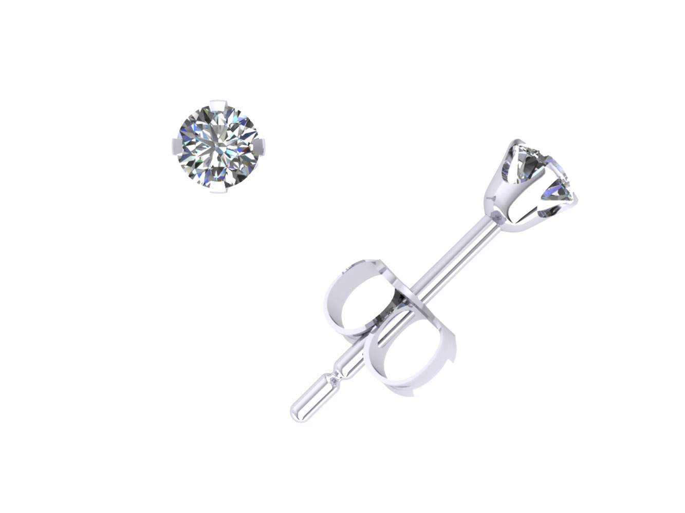 Genuine 0.10Ctw Round Brilliant Diamond Stud Earrings 14k