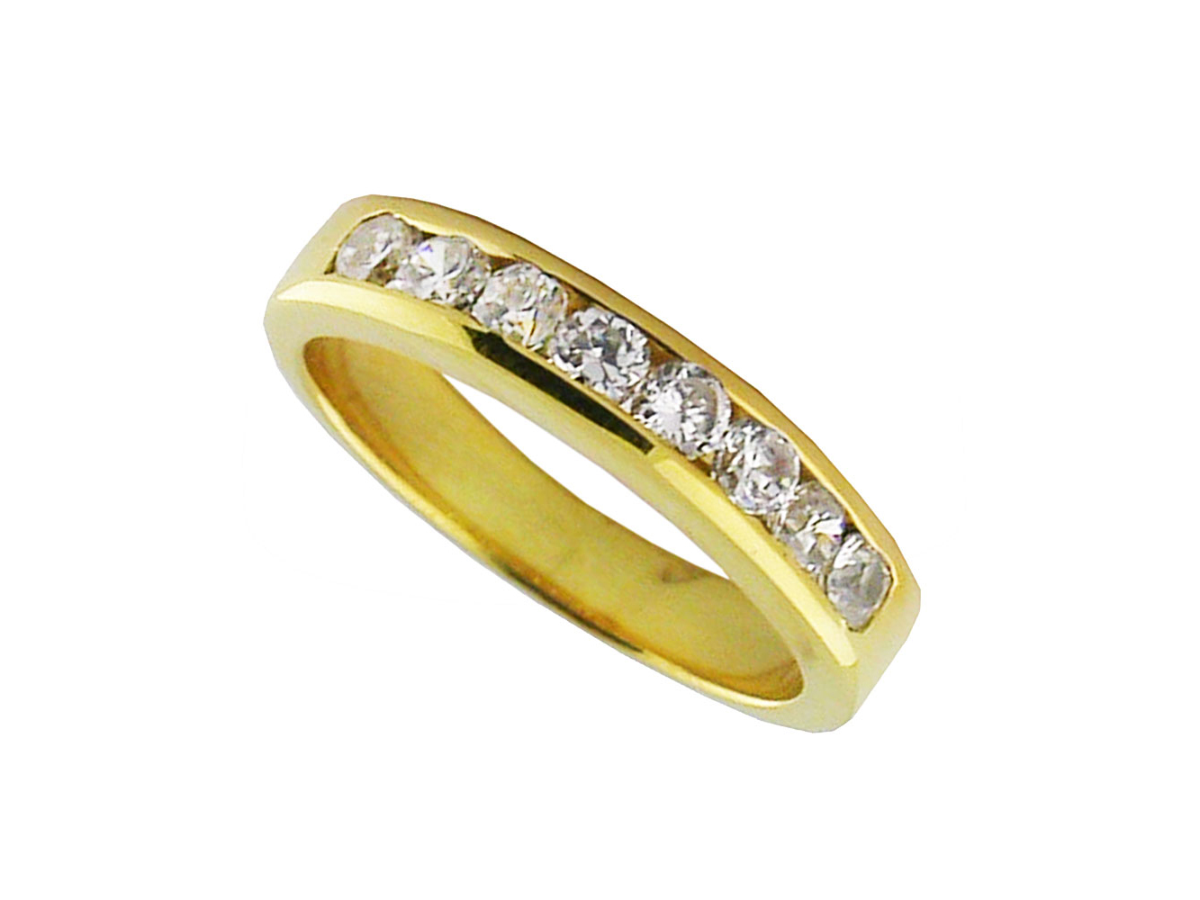 1.26ct Diamond Wedding Band Ring 10kt Yellow Gold Round Channel Setting JK I1 I2