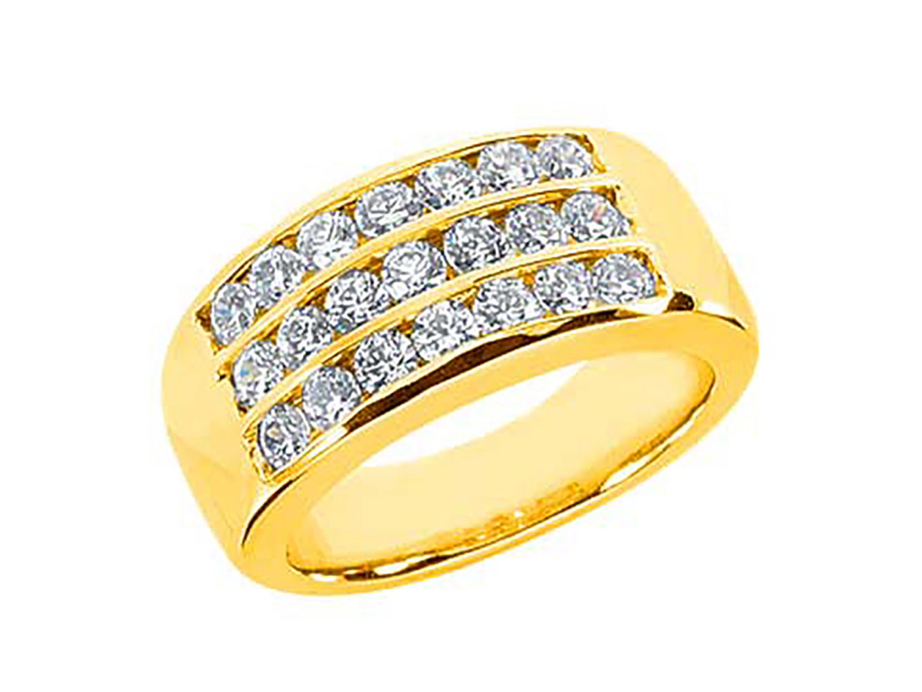 Bague alliance diamant naturel 0,83 ct or jaune 14 carats ronde canal H SI2 neuve