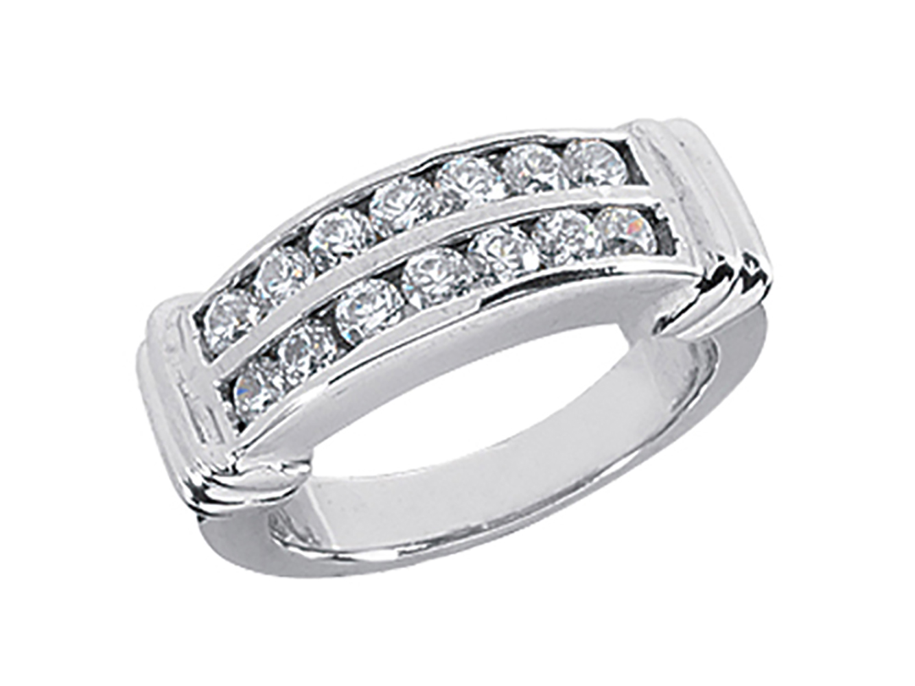 0.64ct Diamond 2Row Wedding Band 950 Platinum Round Brilliant Channel Set H SI2