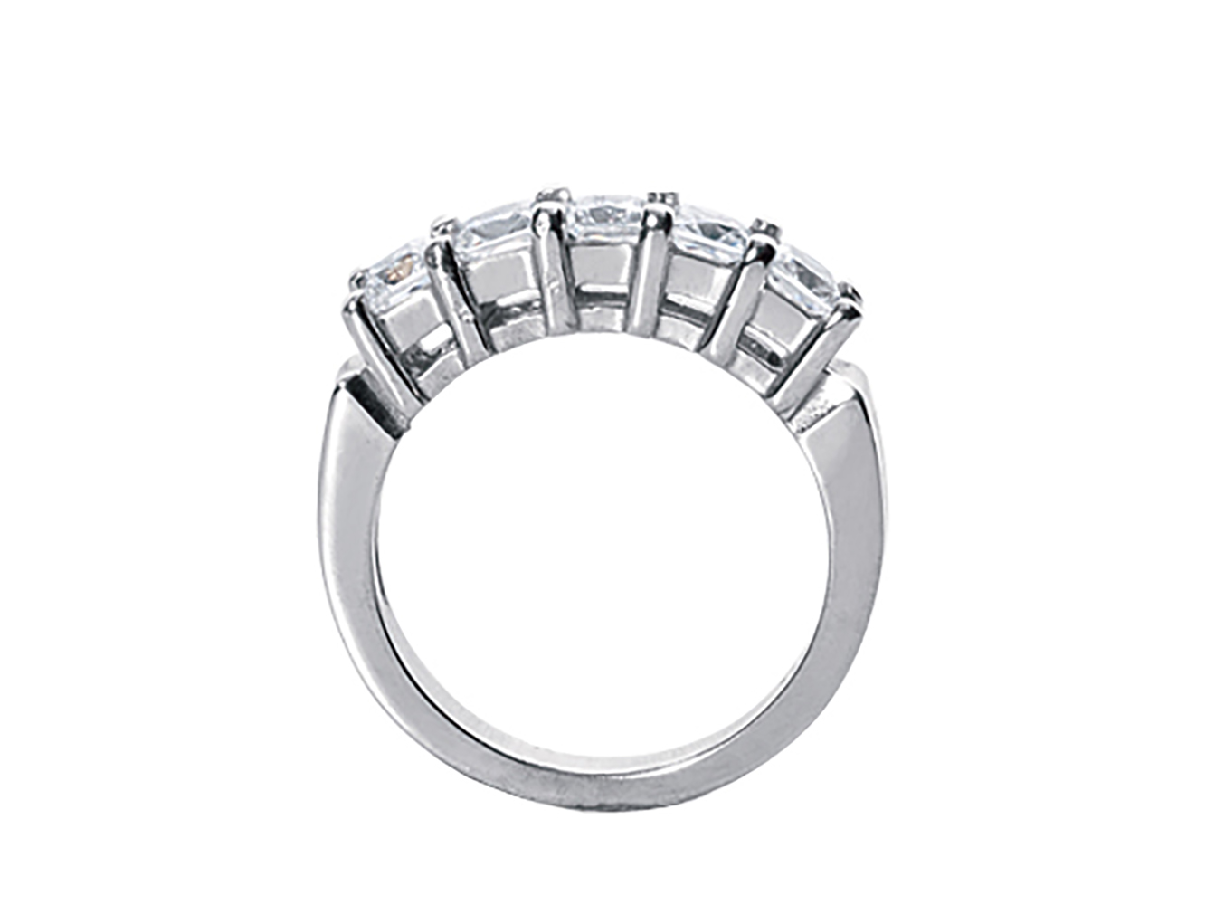 Natural 0.5ct Diamond Wedding Band Ring Platinum Princess Cut H SI2 Prong Set - Picture 2 of 3