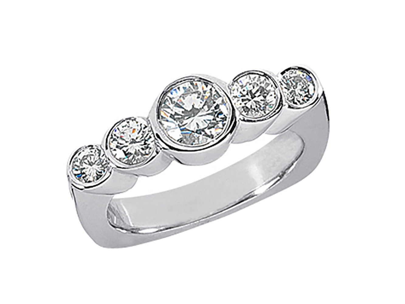 5Stone 1.24ct Diamond Euro Shank Wedding Band Ring 950 ...