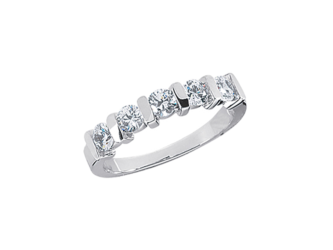 5Stone 1.00ct Diamond Wedding Band Ring Platinum Round Cut F VS1 Bar Setting - Picture 1 of 3