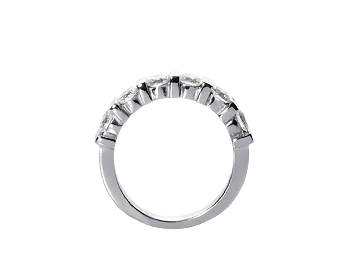 5Stone 1.00ct Diamond Wedding Band Ring Platinum Round Cut F VS1 Bar Setting - Picture 2 of 3