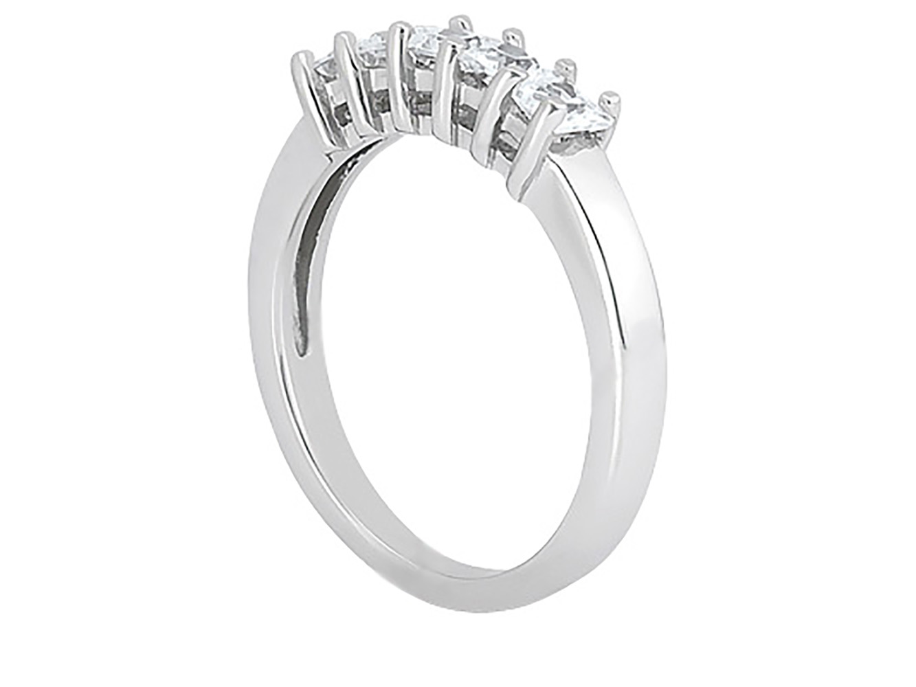 5Stone 1/2ct Diamond Wedding Band Ring 14k White Gold Princess Cut I SI2 Prong product image view 2