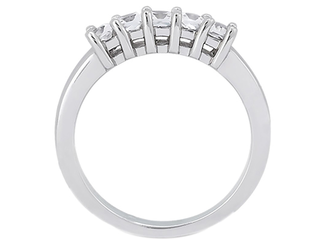 5Stone 1/2ct Diamond Wedding Band Ring 14k White Gold Princess Cut I SI2 Prong product image view 3
