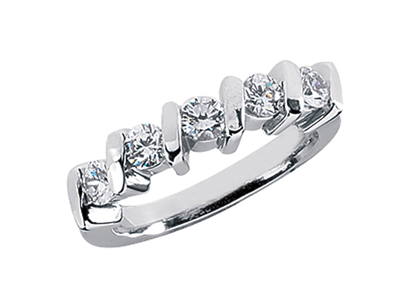0.75ct Diamond Wedding Ring 14kt White Gold Round Brilliant Cut H SI2 Channel