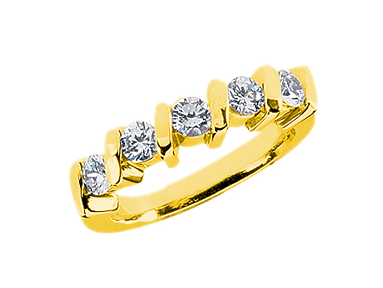 5Stone 0.75ct Diamond Wedding Band Ring Sterling Silver JK I1 I2 Channel