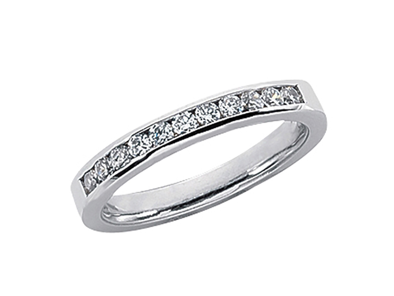 0.55ct Diamond Wedding Ring 14k White Gold Round Brilliant Cut H SI2 Channel New