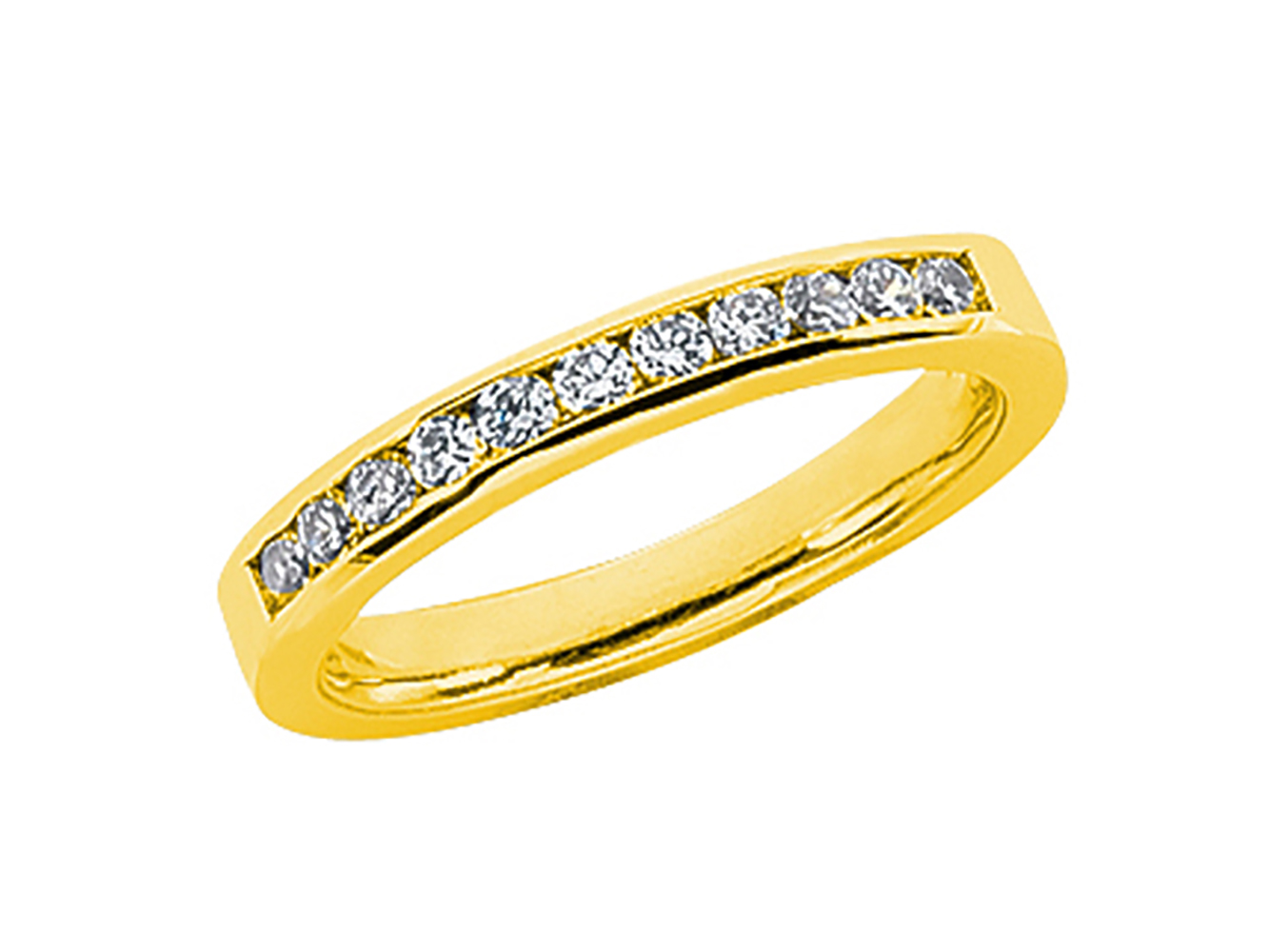 11Stone 0.55ct Diamond Wedding Band Ring 10k Yellow Gold Round I SI2 Channel New