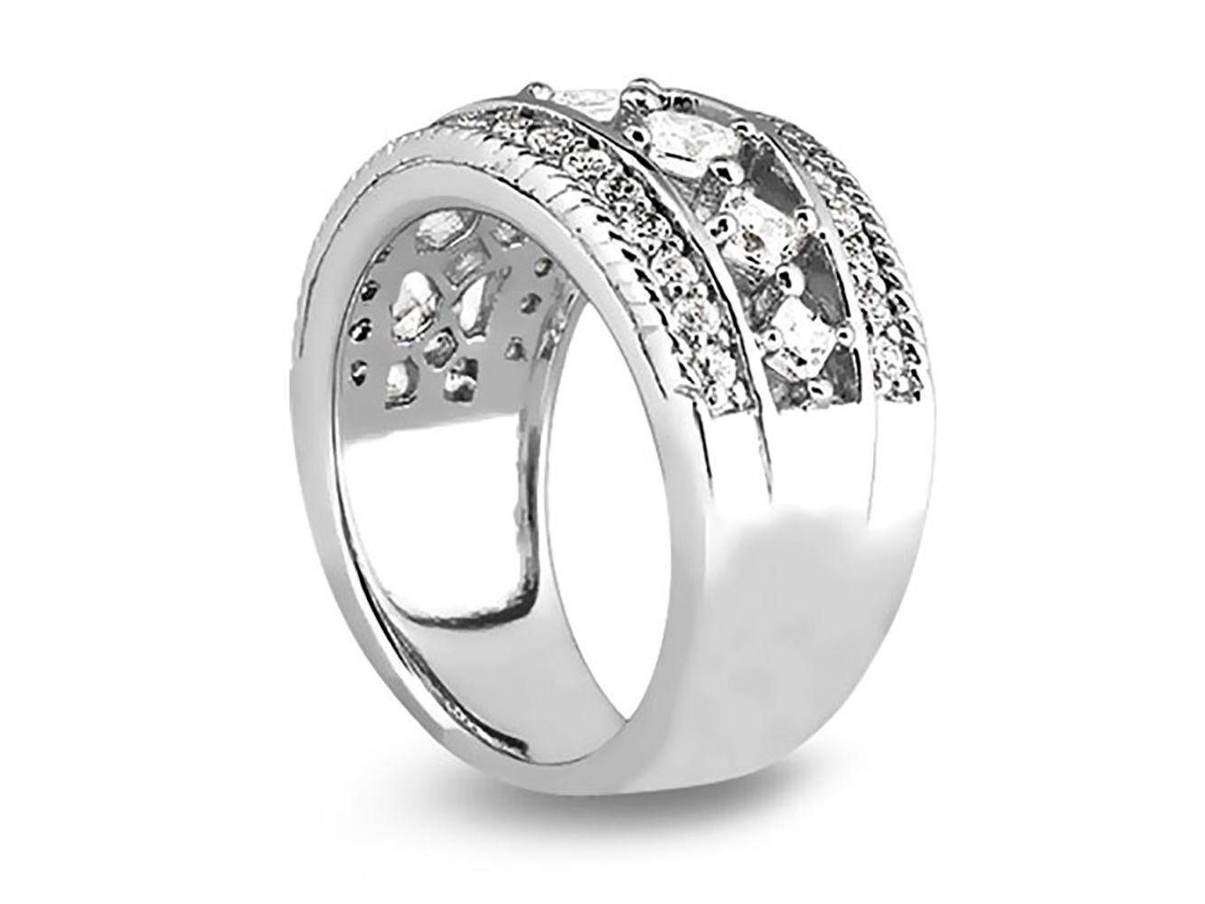 Genuine 1.74ct Diamond Wedding Band Ring Milgrain 18kt White