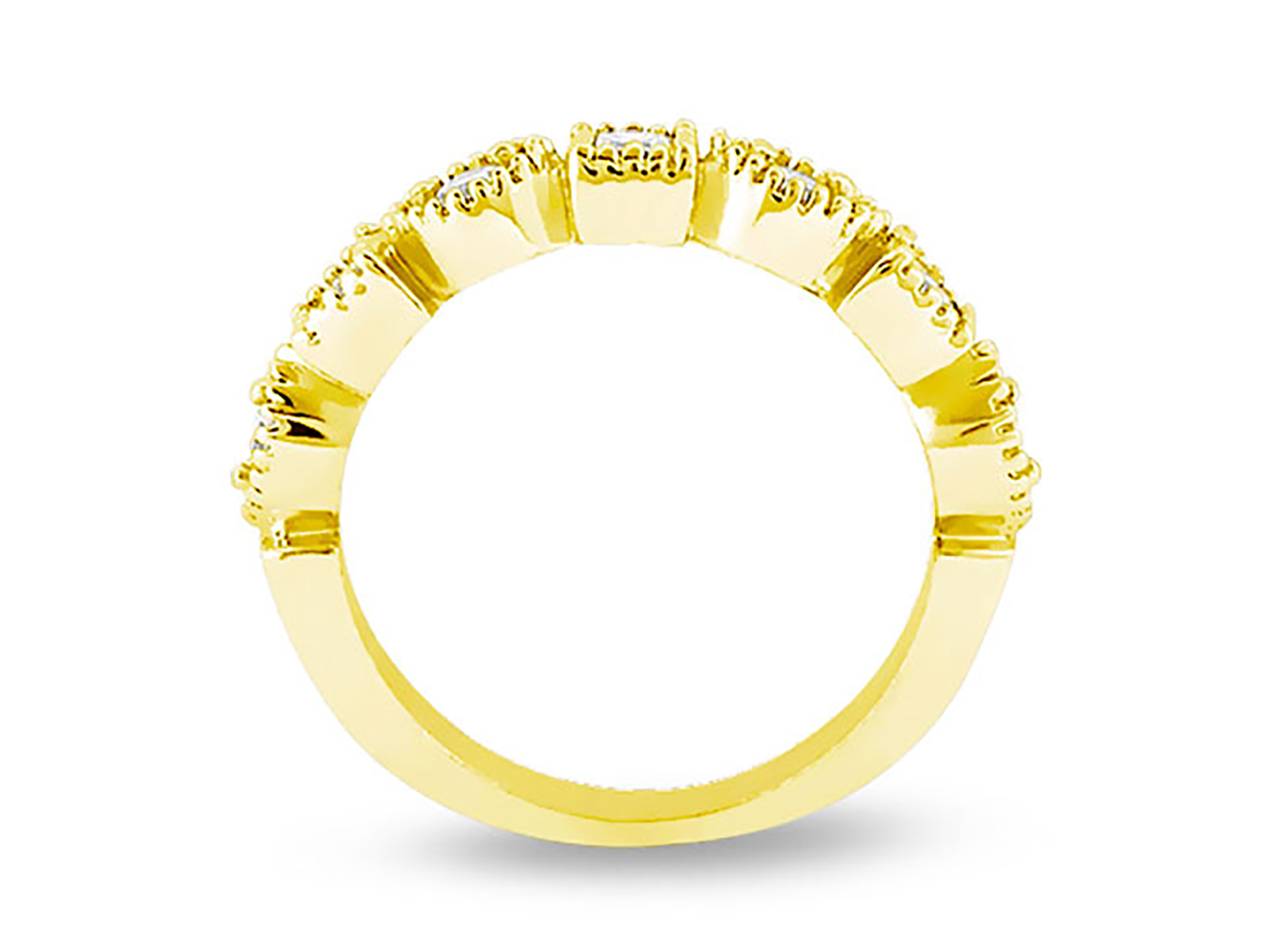 Genuine 0.30ct Diamond Wedding Band Ring 10k Yellow Gold GH I1 Prong Bezel Set - Picture 2 of 3