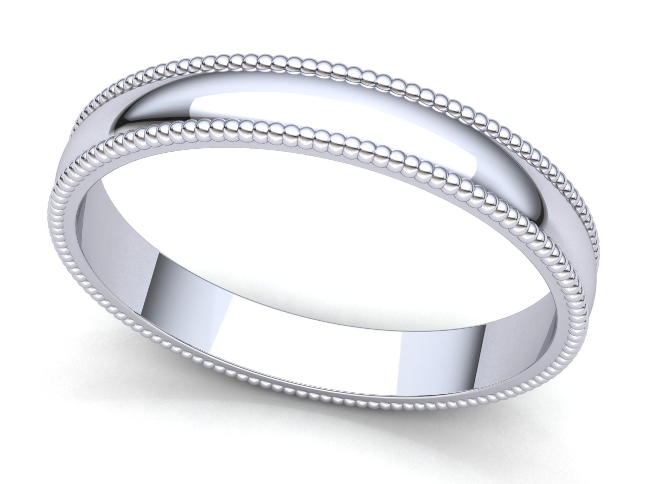 Domed Milgrain Band Ring Mens Womens 2mm 3mm 4mm 5mm 6mm 7mm 8mm Solid 14k Gold
