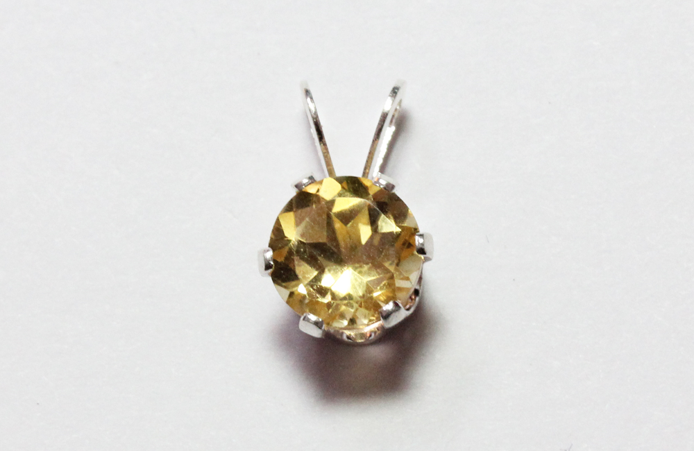  6mm Round Cut Natural Citrine 925 Sterling Silver Pendant New