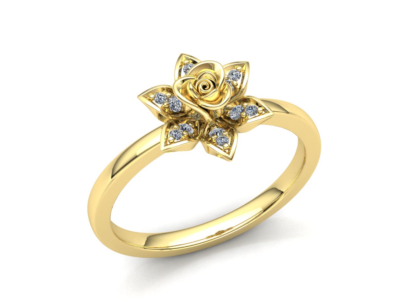 0.25ctw Round Cut Diamond Ladies Personalized Star Flower