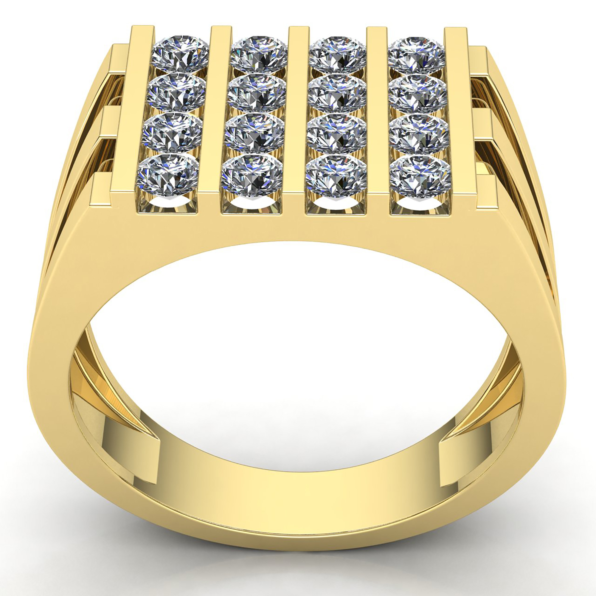 1ctw Round Brilliant Cut Diamond Mens Modern Bar Set Engagement Ring