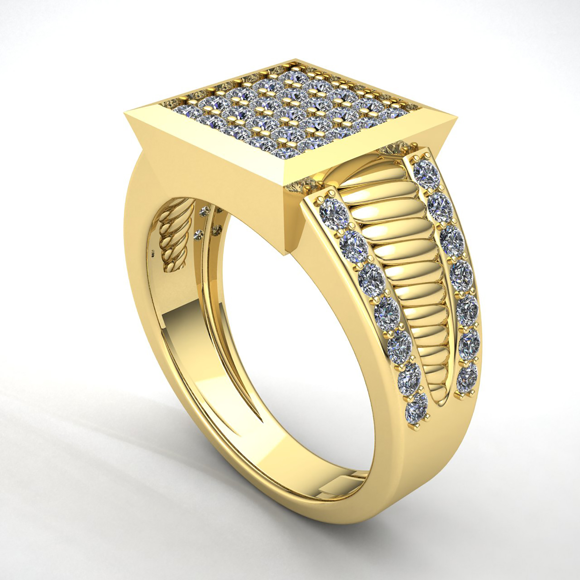 Genuine 2ct Round Cut Diamond Mens Cluster Anniversary Engagement Ring