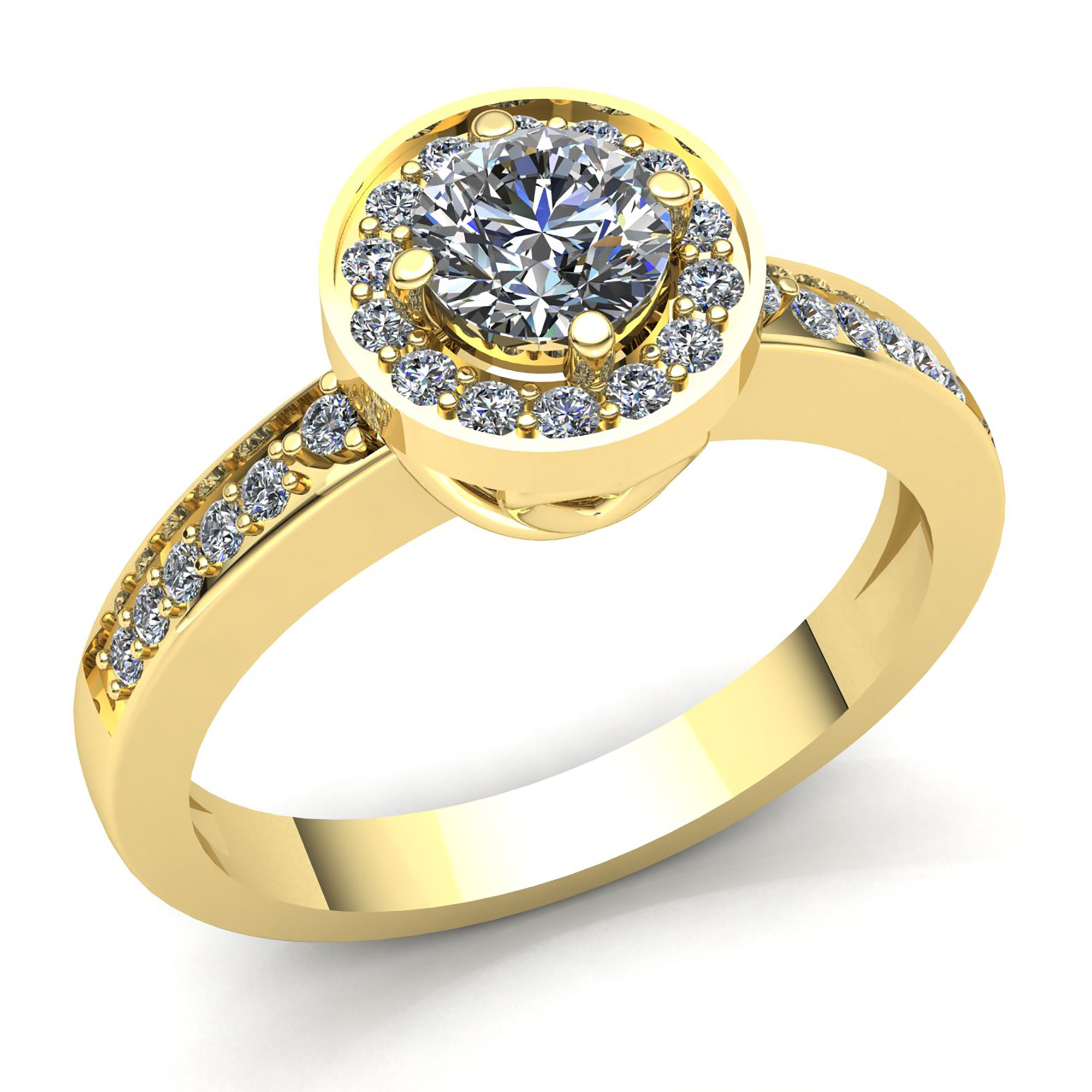 Pre-owned Jewelwesell 0.33ctw Round Cut Diamond Ladies Solitaire Halo Engagement Ring 10k Gold