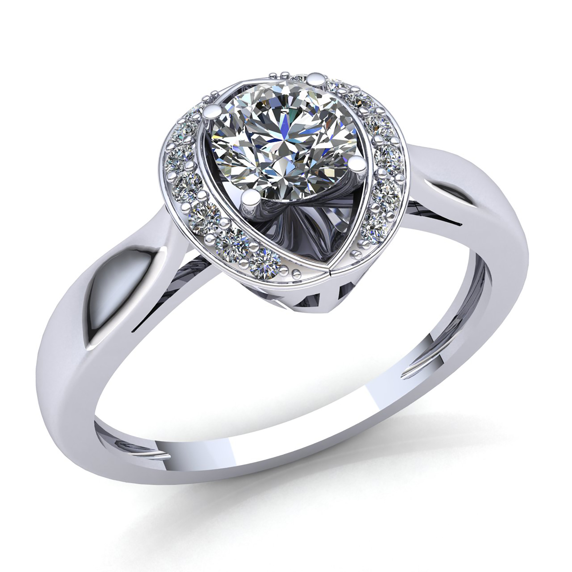 Pre-owned Jewelwesell 0.25carat Round Diamond Ladies Fancy Guard Solitaire Engagement Ring 10k Gold