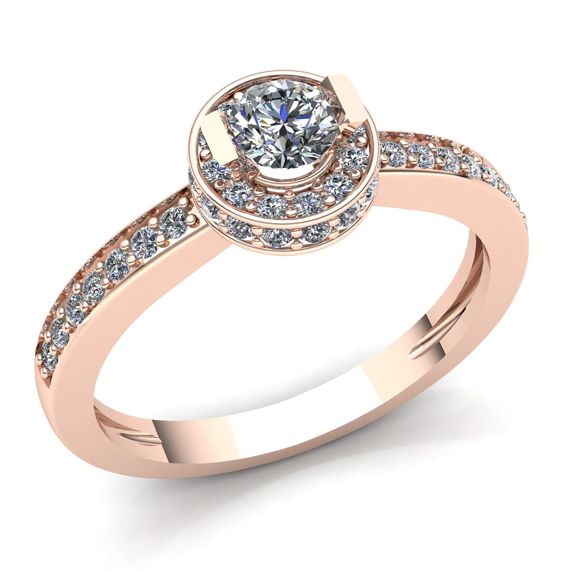 Genuine 1ctw Round Diamond Ladies Bridal Halo Solitaire Engagement Ring 10K Gold - Picture 6 of 14