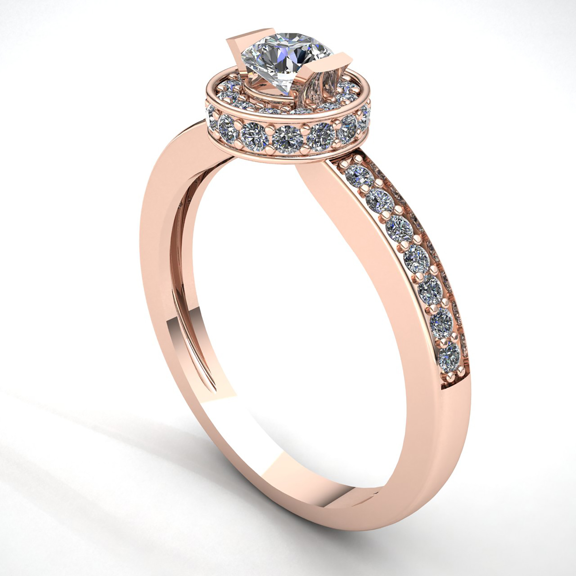 Genuine 1ctw Round Diamond Ladies Bridal Halo Solitaire Engagement Ring 10K Gold - Picture 7 of 14