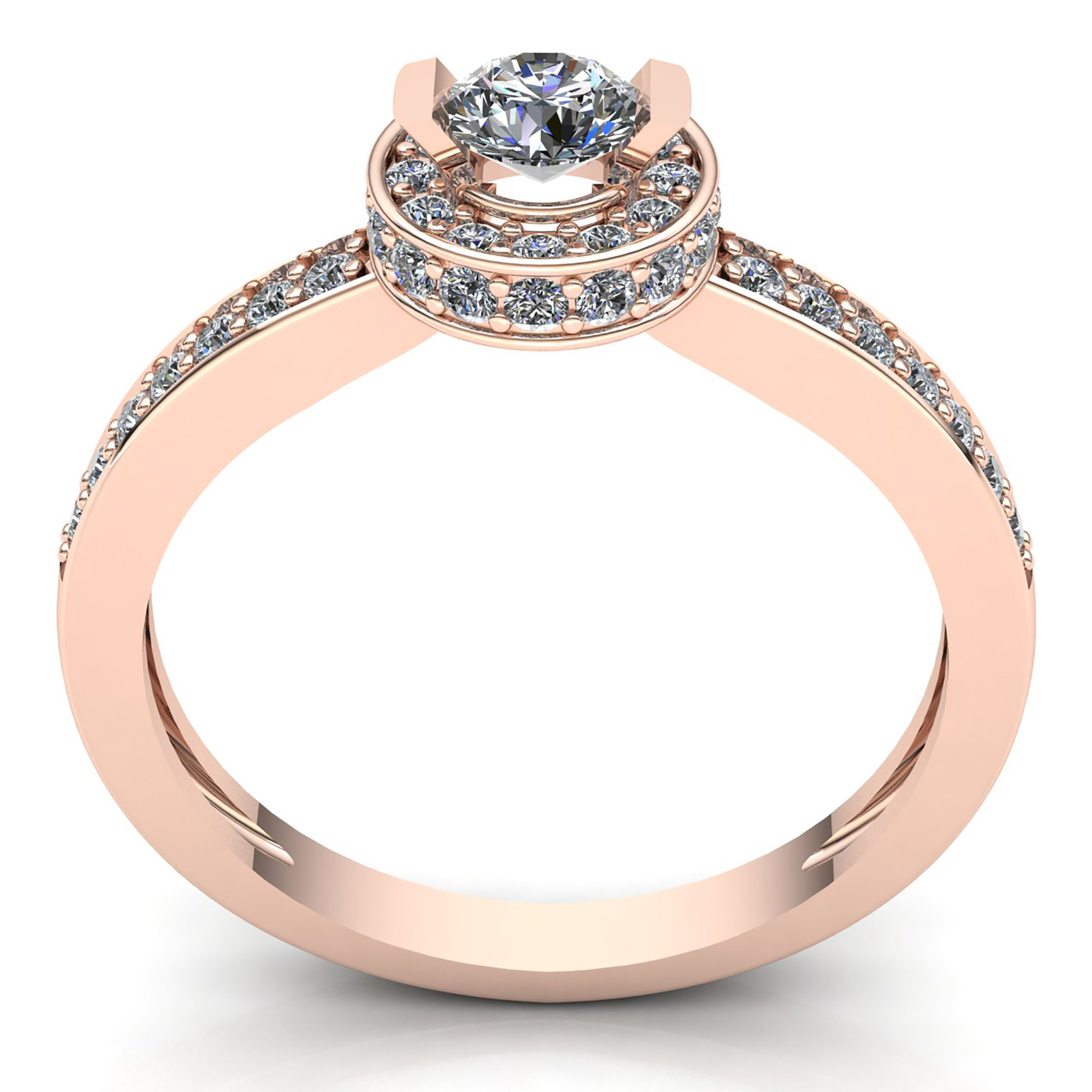 Genuine 1ctw Round Diamond Ladies Bridal Halo Solitaire Engagement Ring 10K Gold - Picture 8 of 14