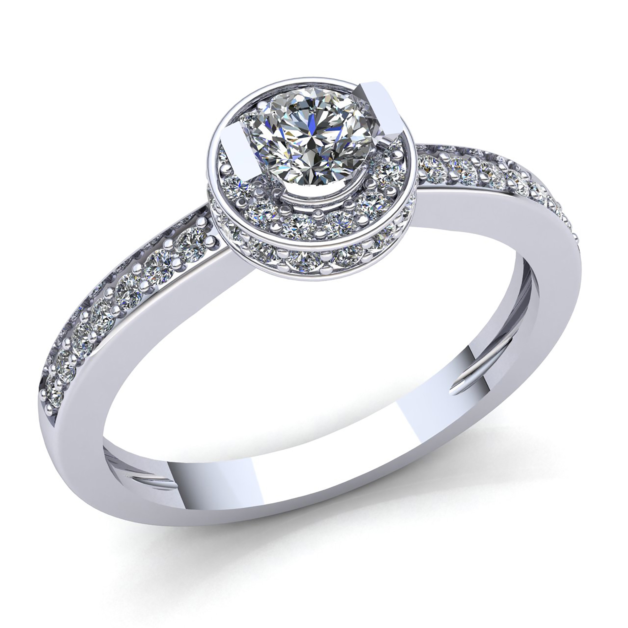 Genuine 1ctw Round Diamond Ladies Bridal Halo Solitaire Engagement Ring 10K Gold - Picture 9 of 14