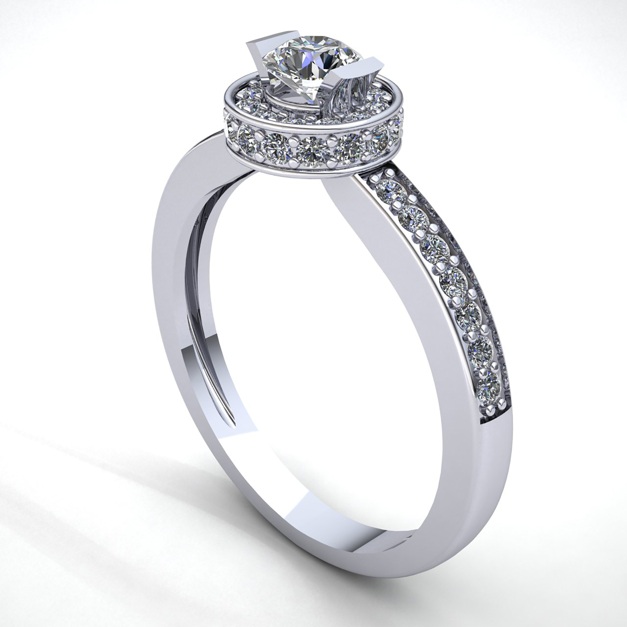 Genuine 1ctw Round Diamond Ladies Bridal Halo Solitaire Engagement Ring 10K Gold - Picture 10 of 14