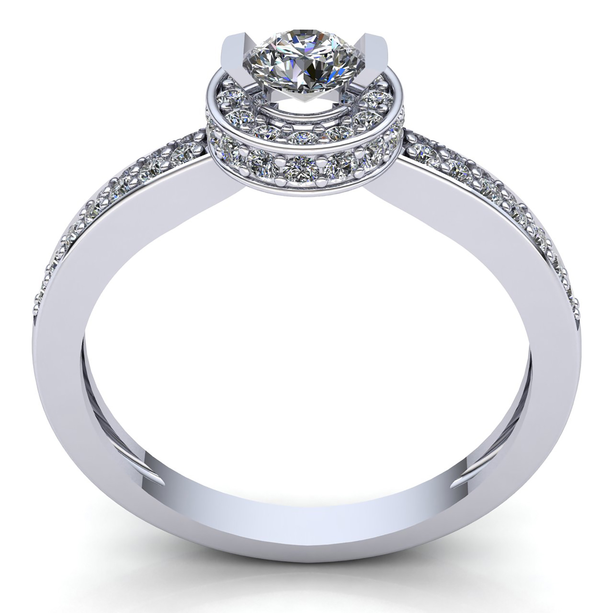 Genuine 1ctw Round Diamond Ladies Bridal Halo Solitaire Engagement Ring 10K Gold - Picture 11 of 14