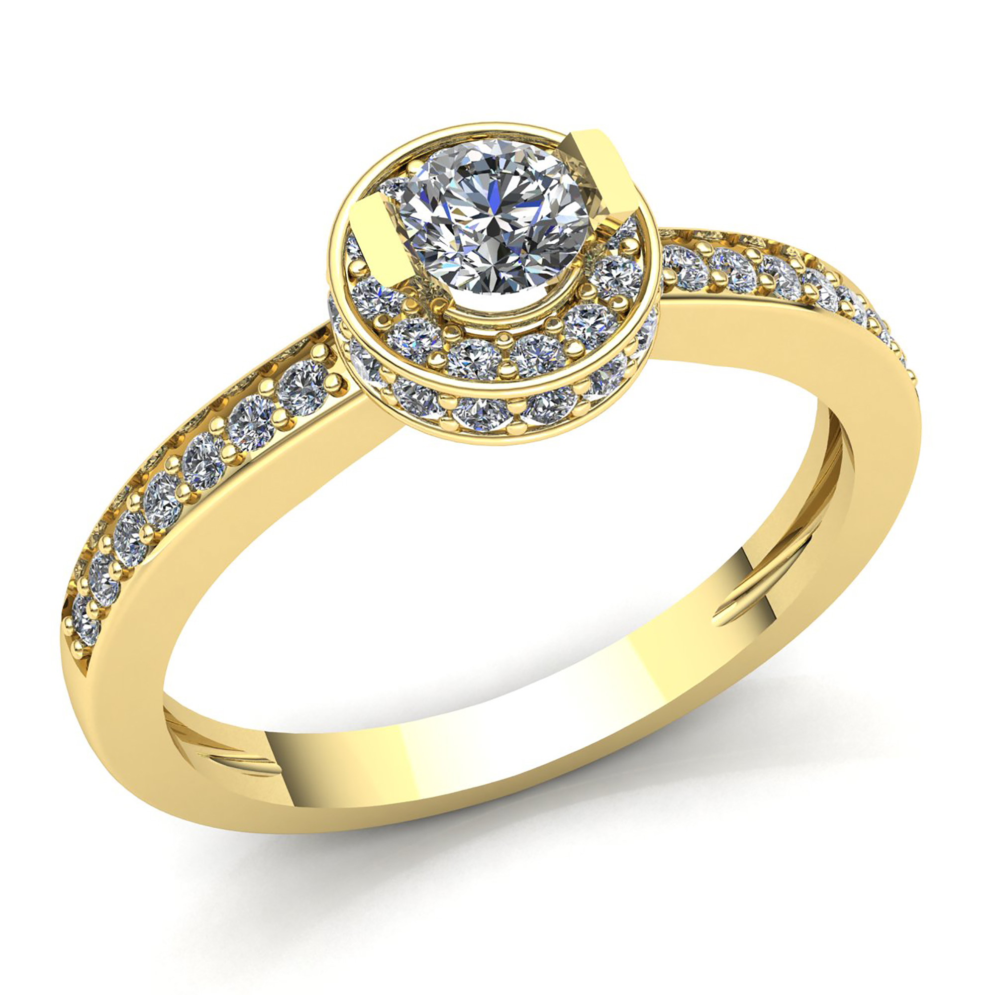 Genuine 1ctw Round Diamond Ladies Bridal Halo Solitaire Engagement Ring 10K Gold - Picture 12 of 14