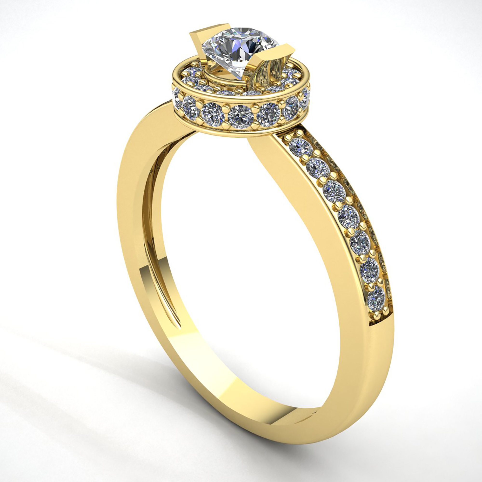 Genuine 1ctw Round Diamond Ladies Bridal Halo Solitaire Engagement Ring 10K Gold - Picture 13 of 14