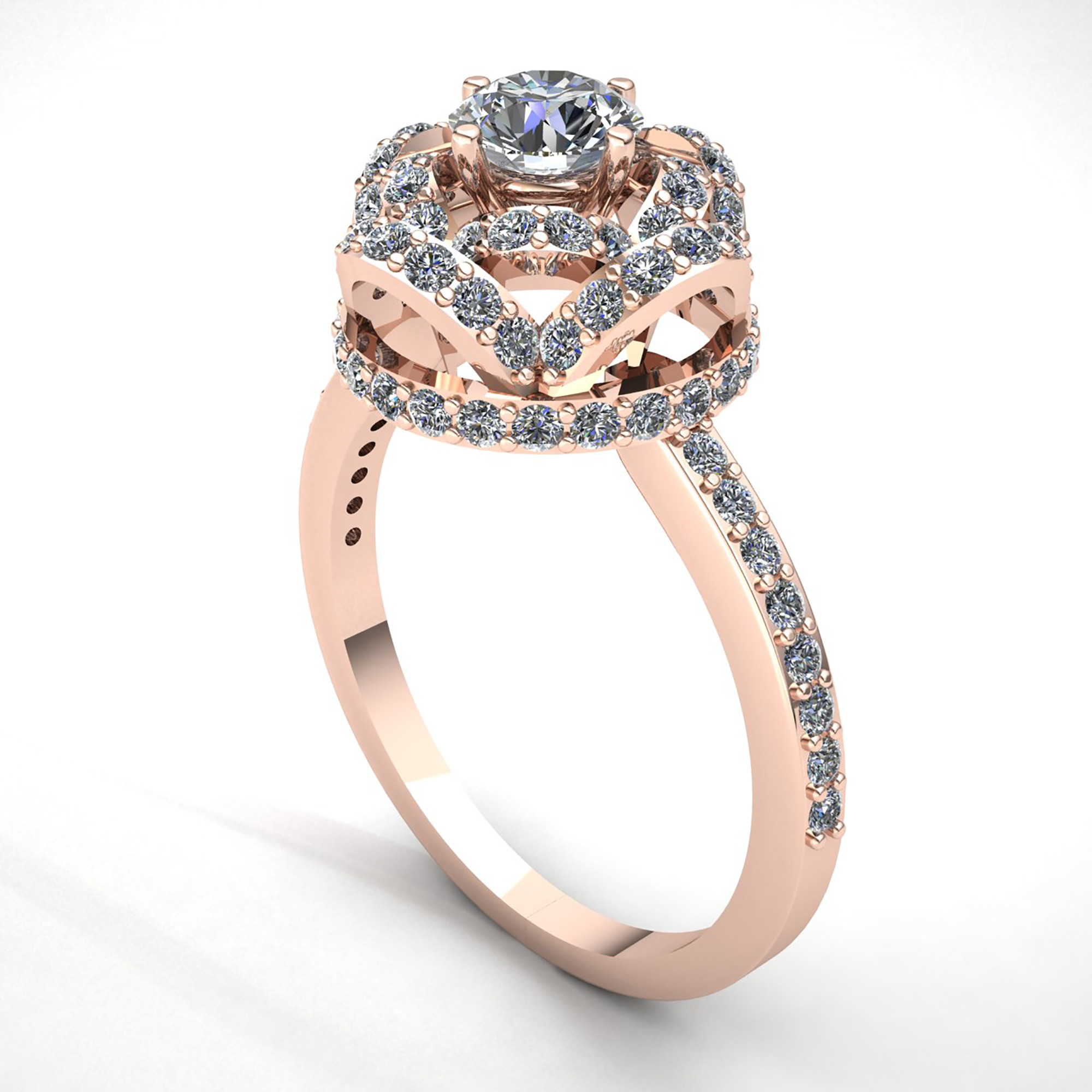 0.5ctw Genuine Round Cut Diamond Ladies Twisted Halo Engagement Ring 10K Gold - Picture 7 of 14
