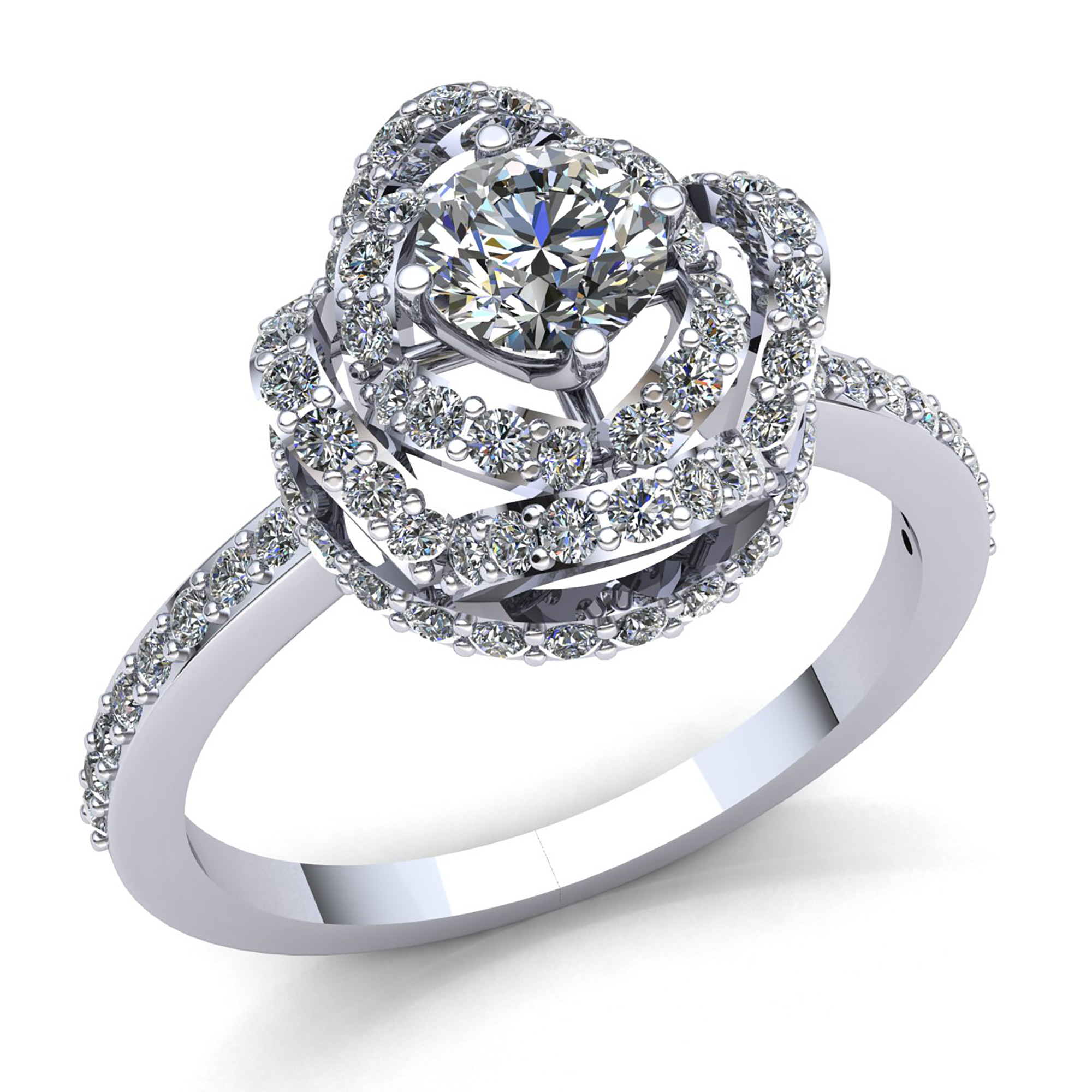 0.5ctw Genuine Round Cut Diamond Ladies Twisted Halo Engagement Ring 10K Gold - Picture 9 of 14