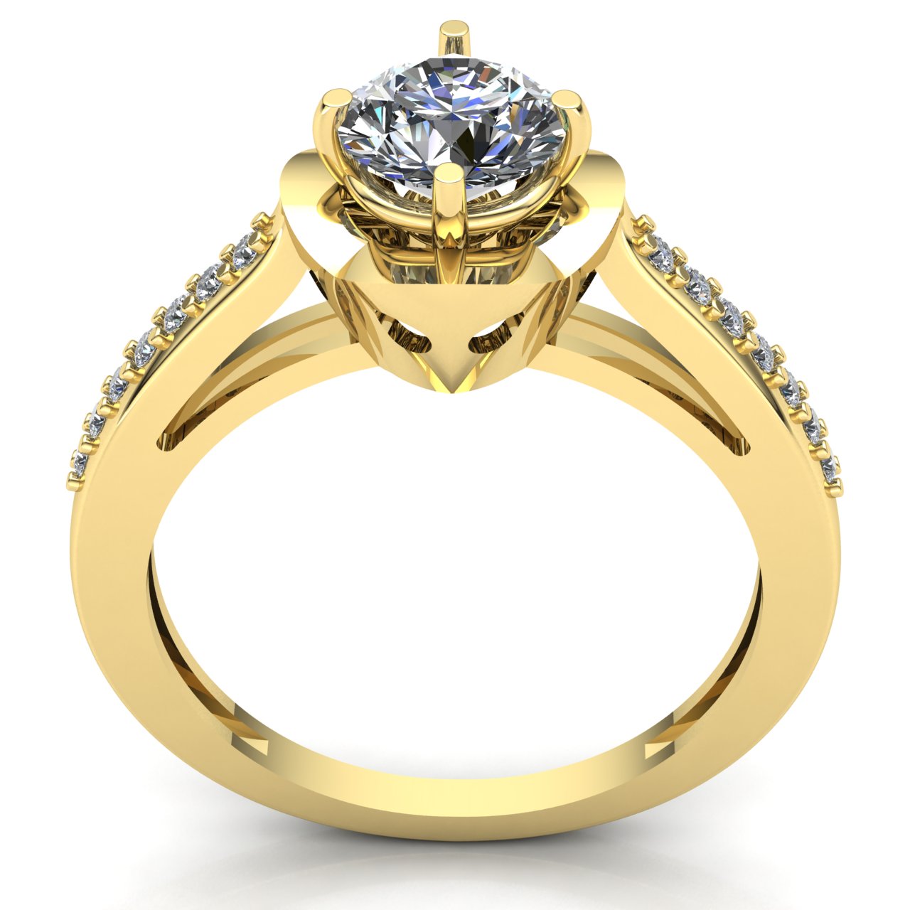 Genuine 0.33ctw Round Cut Diamond Ladies Solitaire Halo Engagement Ring 14K Gold 