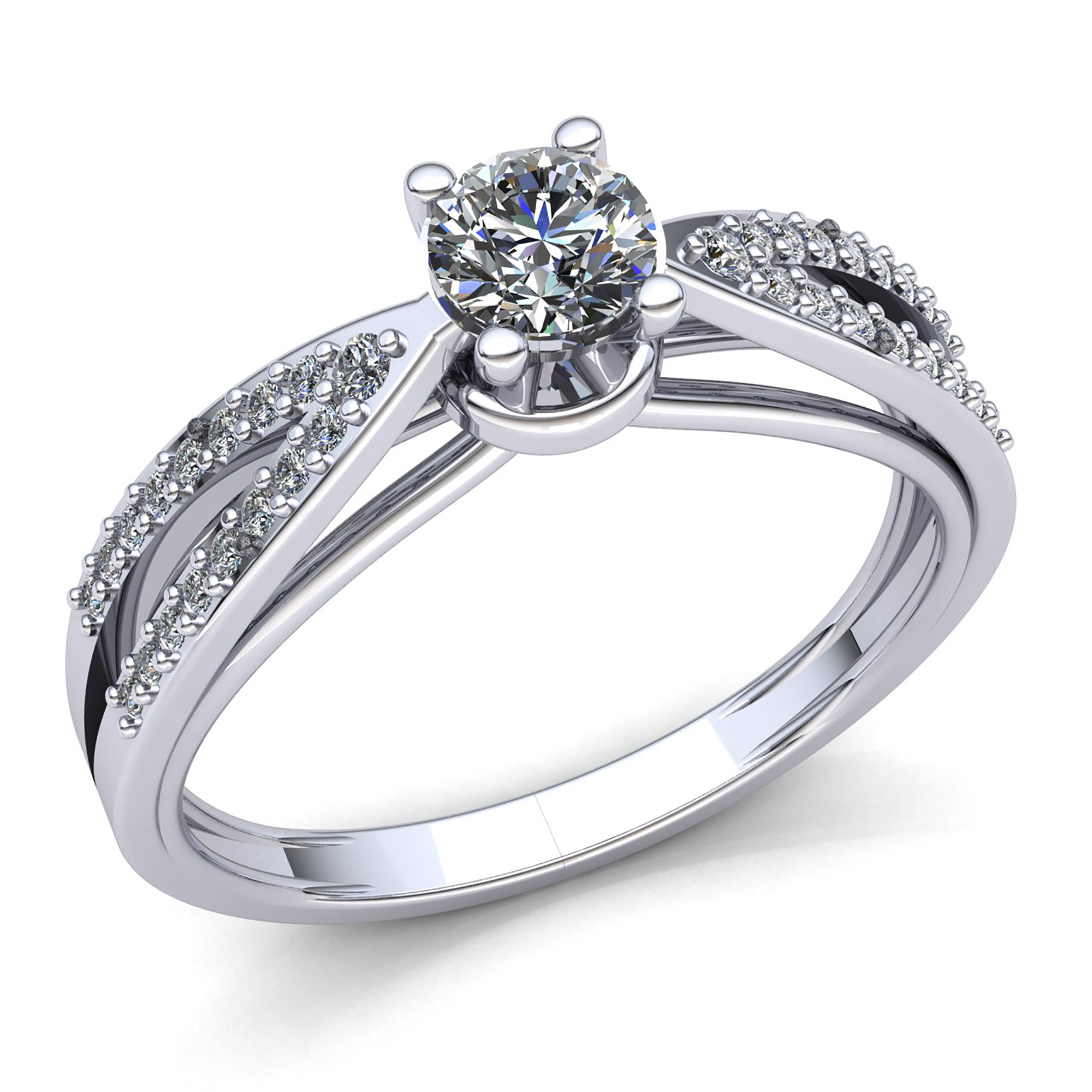 Pre-owned Jewelwesell Real 0.5carat Round Cut Diamond Ladies Loop Solitaire Engagement Ring 10k Gold