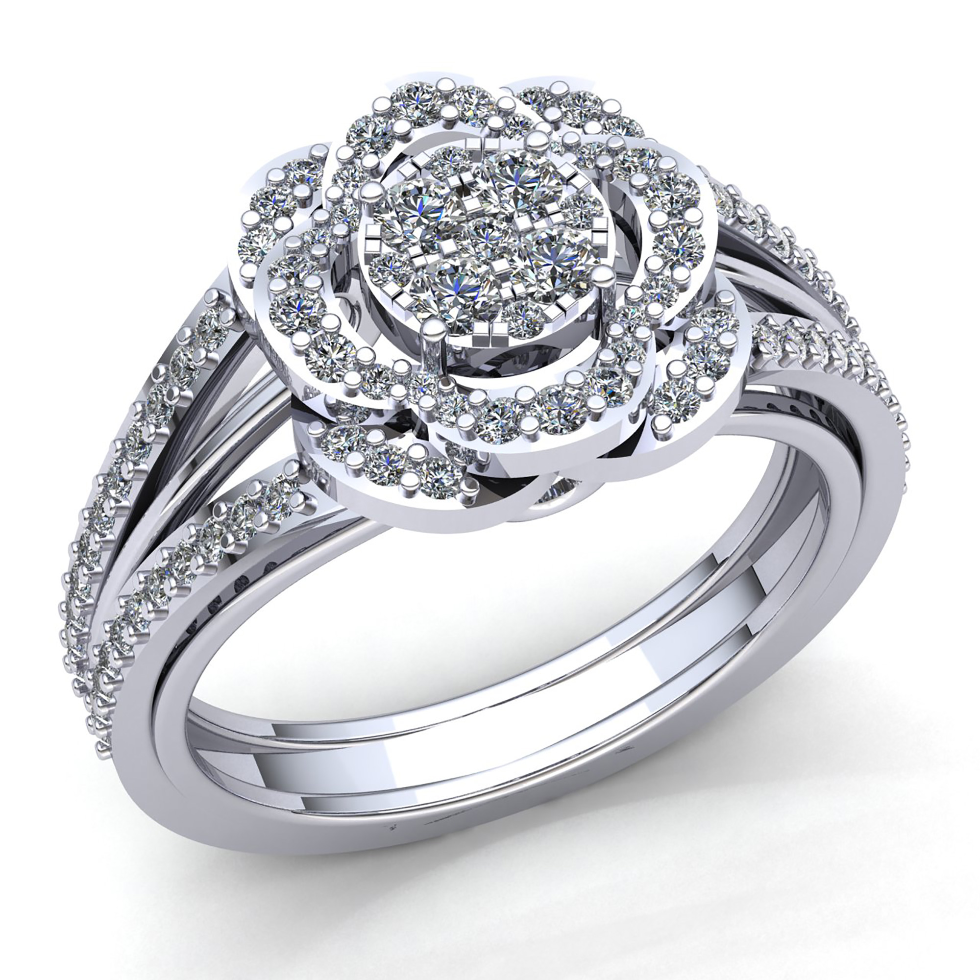 5ctw Round Cut Diamond Ladies Cluster Floral Halo ...