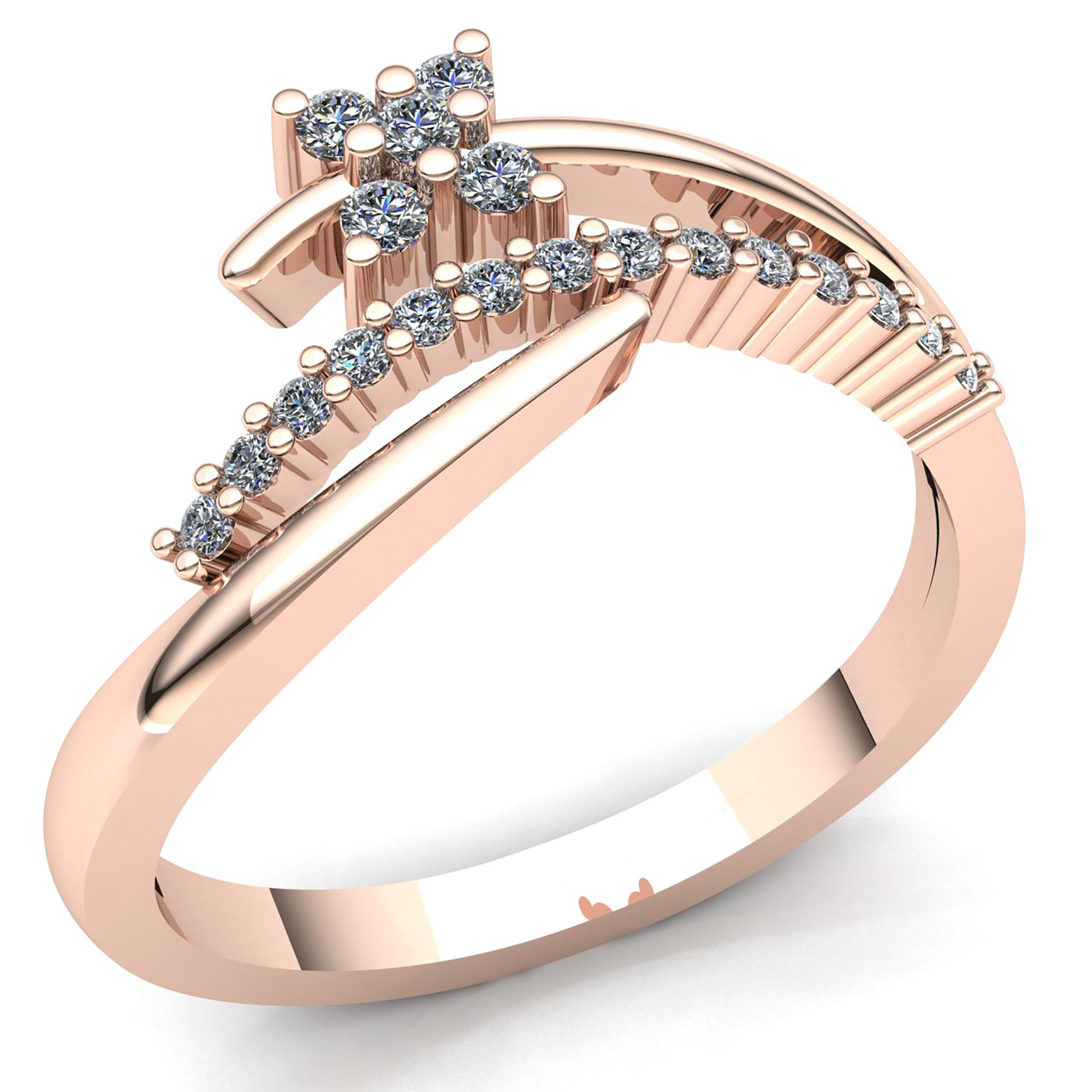 Curved Diamond Wedding Ring band 0.25 Carat Round Cut 14k Rose Gold Jewelry 