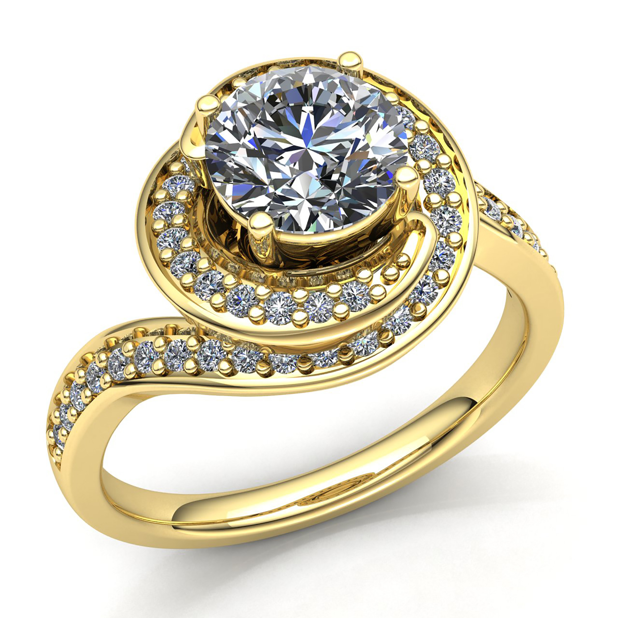 0.5ctw Round Cut Diamond Ladies Solitaire Halo Engagement Ring 10K Gold