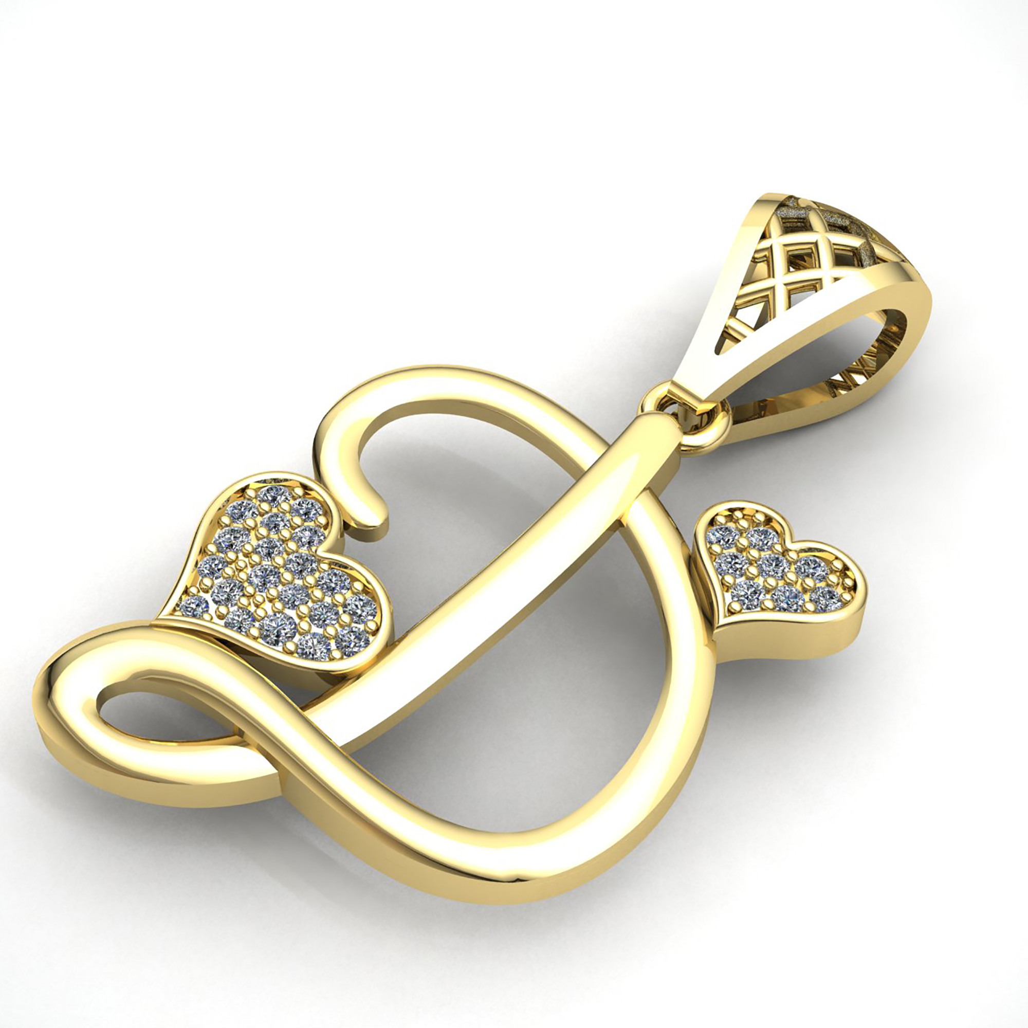 Genuine 1ct Round Cut Diamond Ladies Alphabet Initial D Pendant 18K 