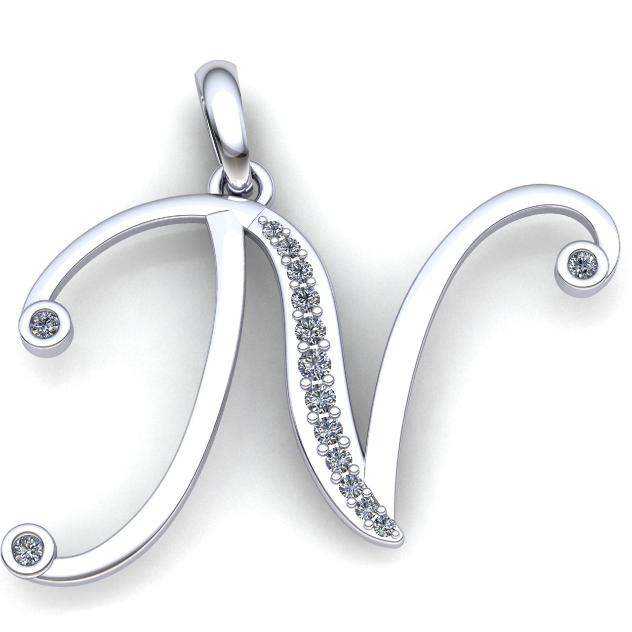 Pre-owned Jewelwesell 0.5carat Round Cut Diamond Ladies Initial Alphabet 'n' Pendant 18k Gold