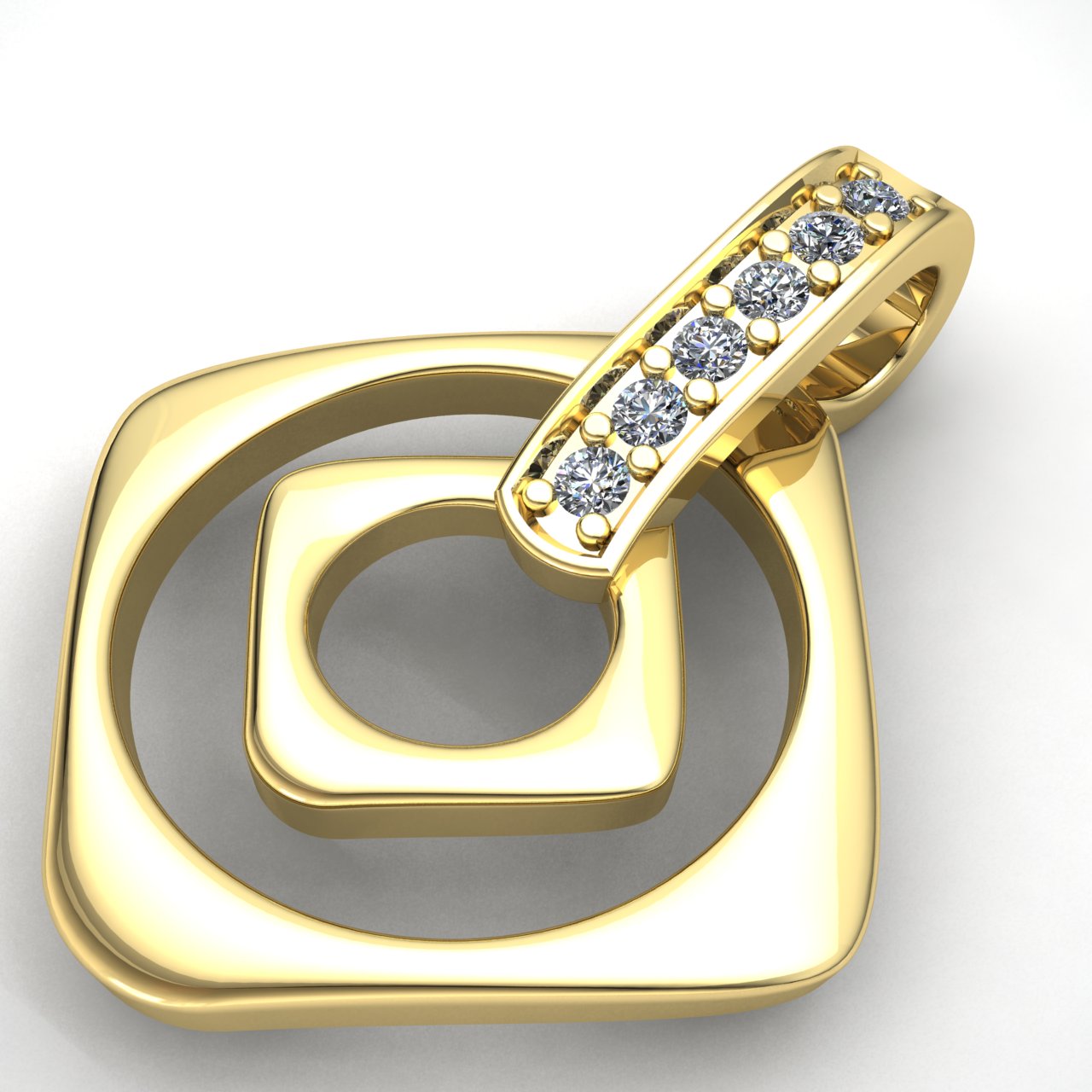 1ctw Genuine Round Cut Diamond Ladies Accent Bar Square Pendant 10K