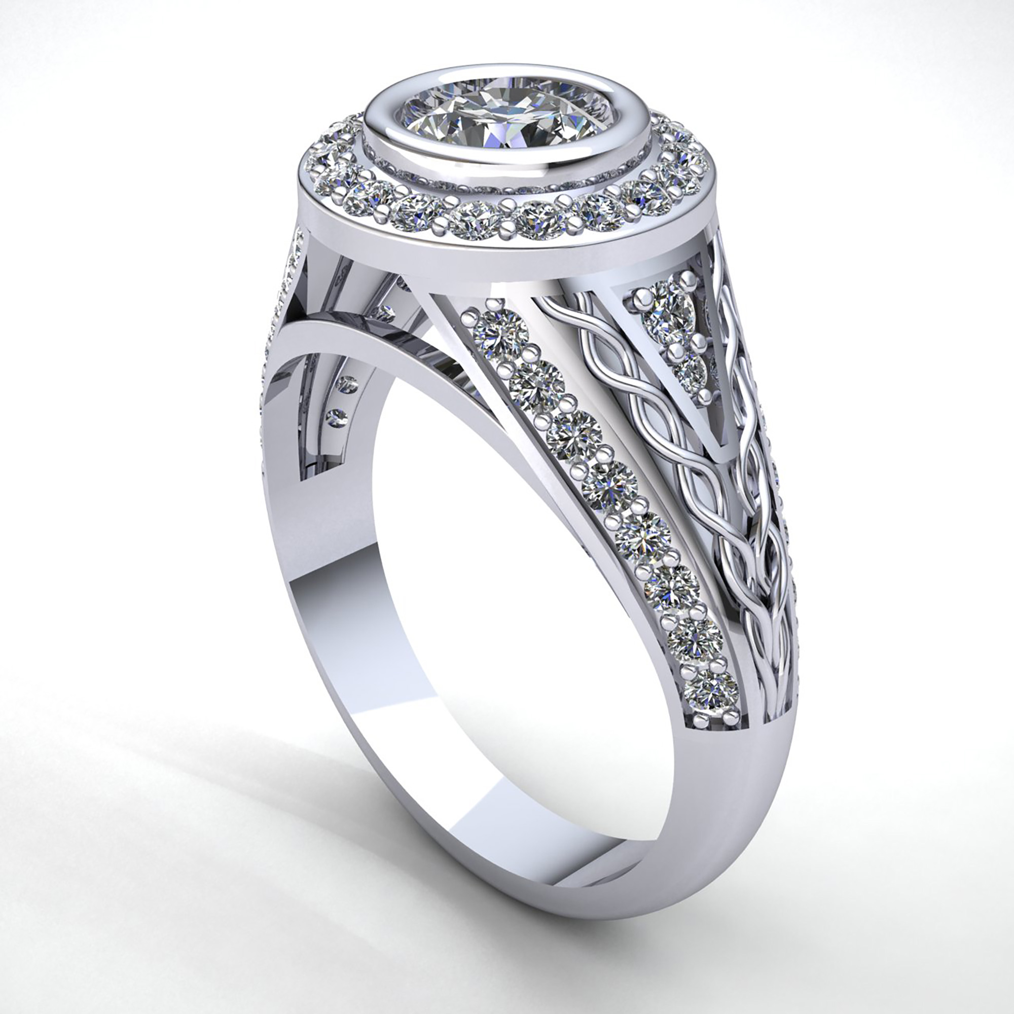 Real 1ct Round Cut Diamond Women s  Halo Solitaire 