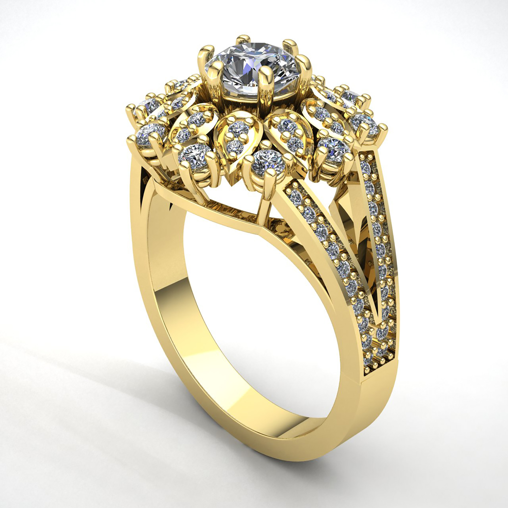 2ct Round Diamond Ladies Cluster Flower Engagement Ring 10K Gold eBay