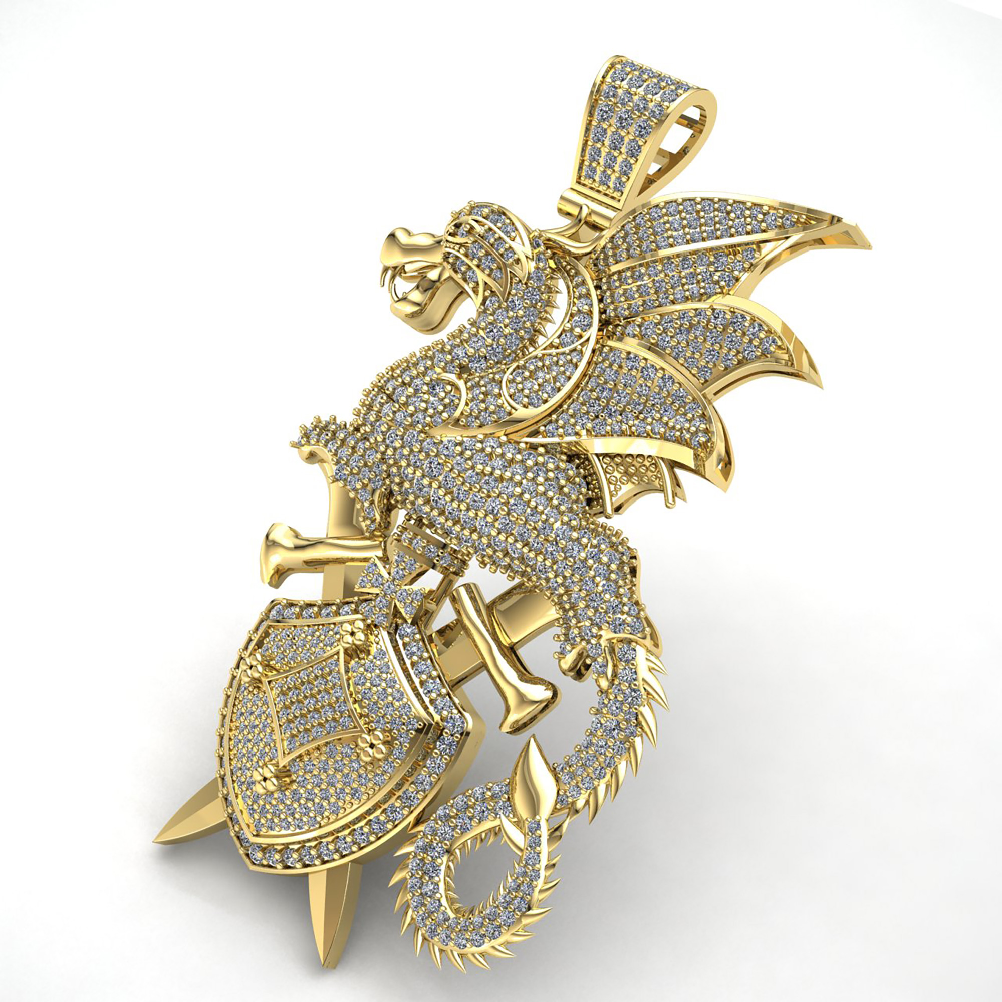 Vintage Charm Dragon Pendant 14K Gold 