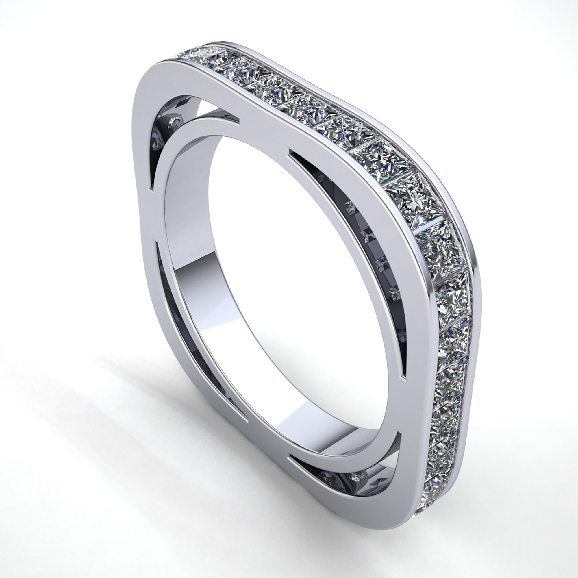 Genuine 3 Ctw Princess Diamond Ladies Stackable Wedding Eternity Band