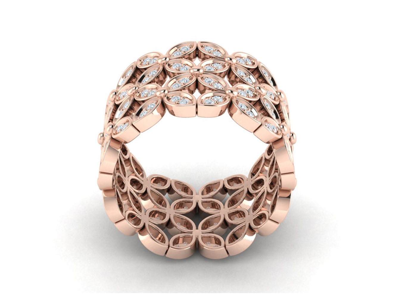 Genuine 1 Ct Round Cut Diamond Ladies Flower Full Eternity Band 10K Gold GH SI1 - Picture 8 of 14